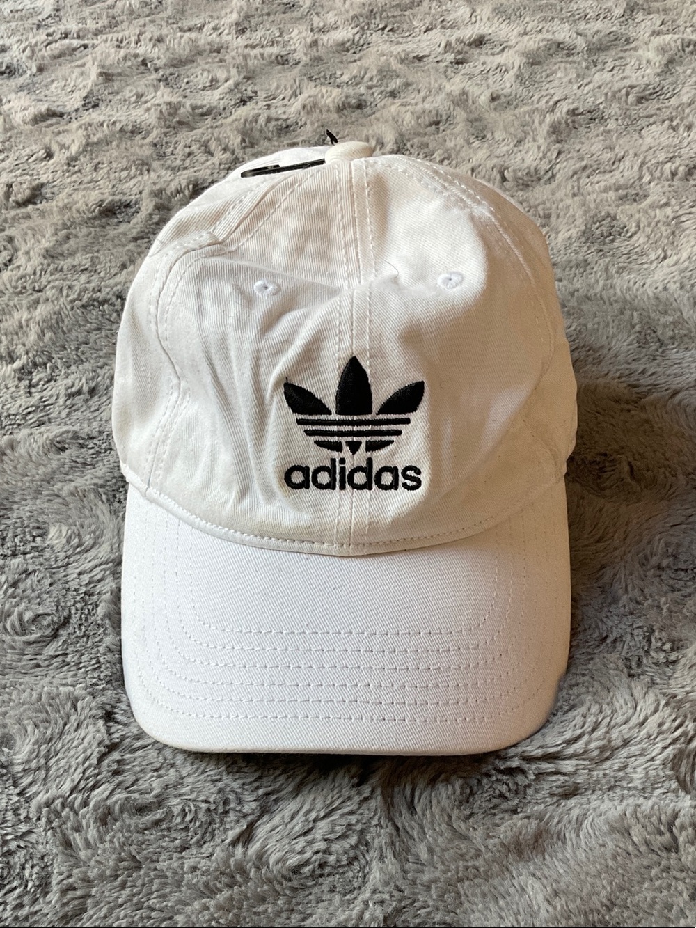 adidas White Baseball Cap with Black Trefoil Logo